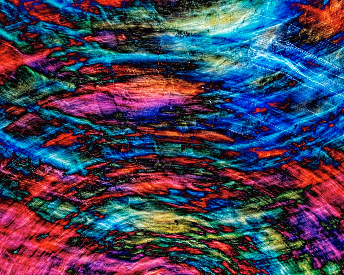 Colorful swirling abstract art with vibrant motion and texture effects, ideal for modern décor.